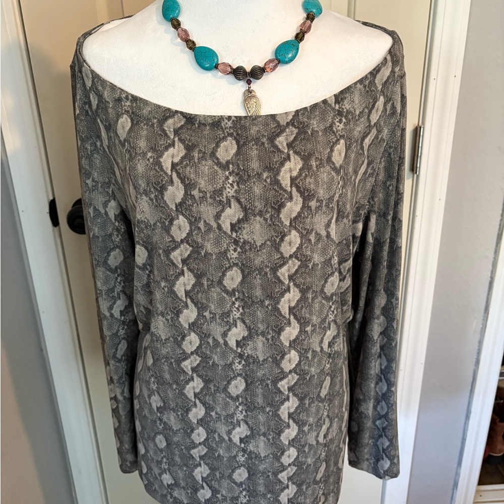 St. John Gray Snake Print Tunic